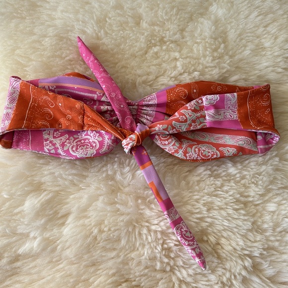 Skatie Montana bandeau bikini top pink orange bandana print - Picture 5 of 5